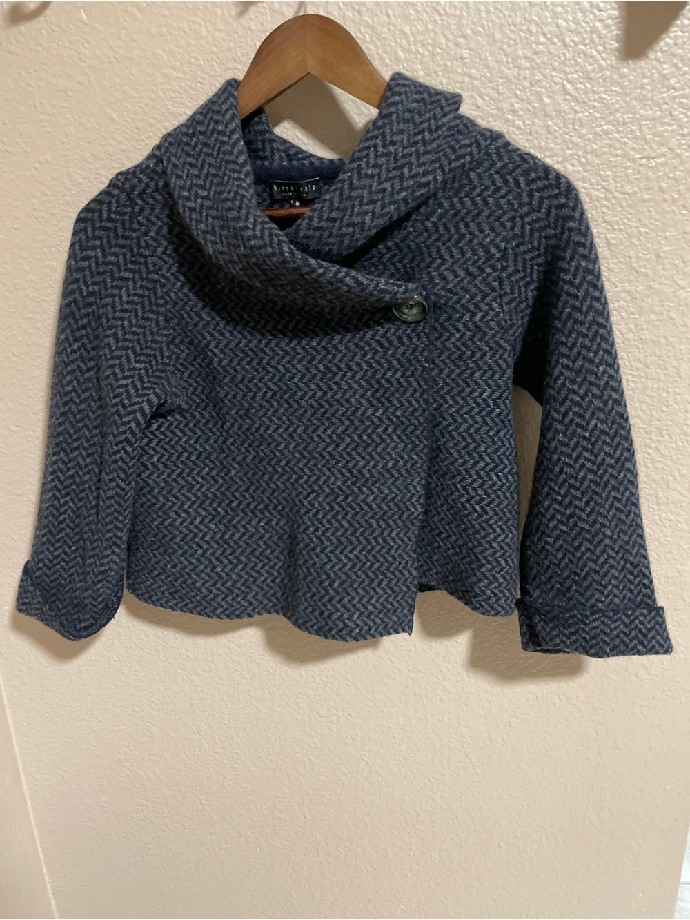 Chiaramente Petite Sophisticate Herringbone Textured Funnel-Collar Sweater Italy